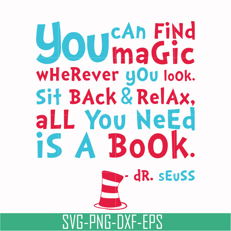DR00019-You can find magic wherever you look sit back & relax all you need is a book svg, png, dxf, eps file DR00019.jpg