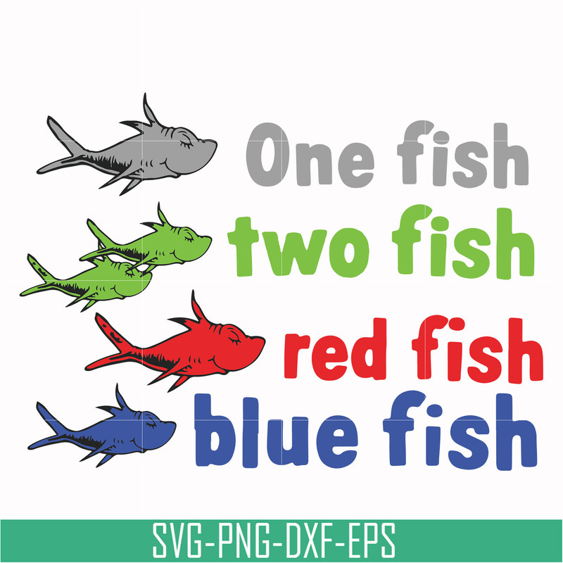 DR00078-One fish two fish red fish blue fish svg, png, dxf, eps file DR00078.jpg