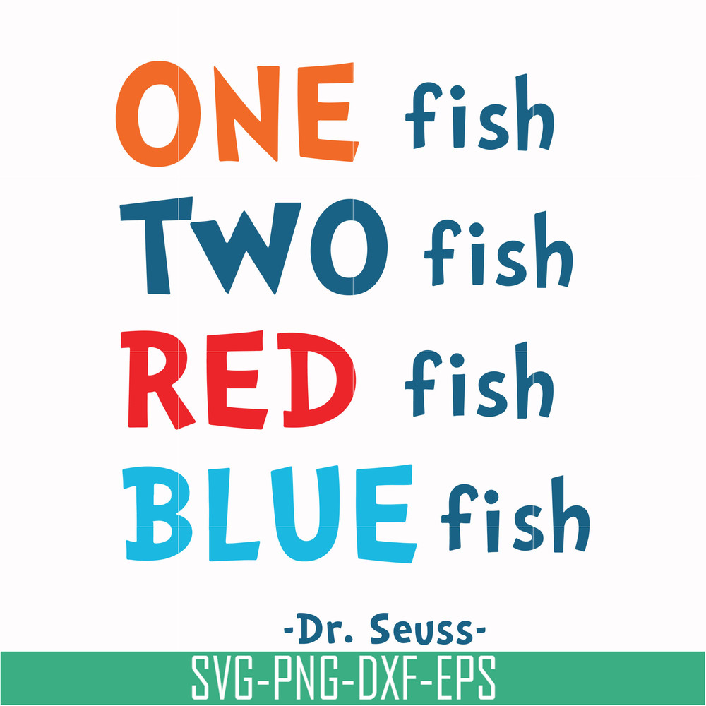 DR00089-One fish two fish red fish blue fish svg, png, dxf, eps file DR00089.jpg