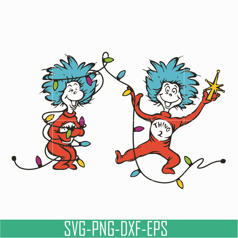 DR05012121-Dr seuss Christmas Thing Lights, Thing 1 Thing 2 svg, dr svg, png, dxf, eps file DR05012121.jpg