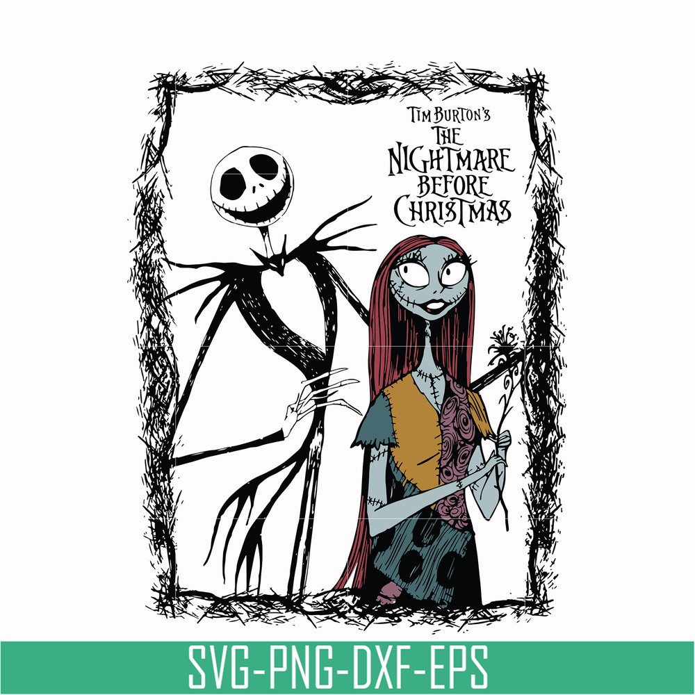 NCRM0114-Tim burton's the nightmare before christmas svg, Jack Skellington And Sally svg, png, dxf, eps digital file NCRM0114.jpg