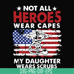 not all heroes wear capes my daughter wears scrubs svg, png, dxf, eps digital file td27072010