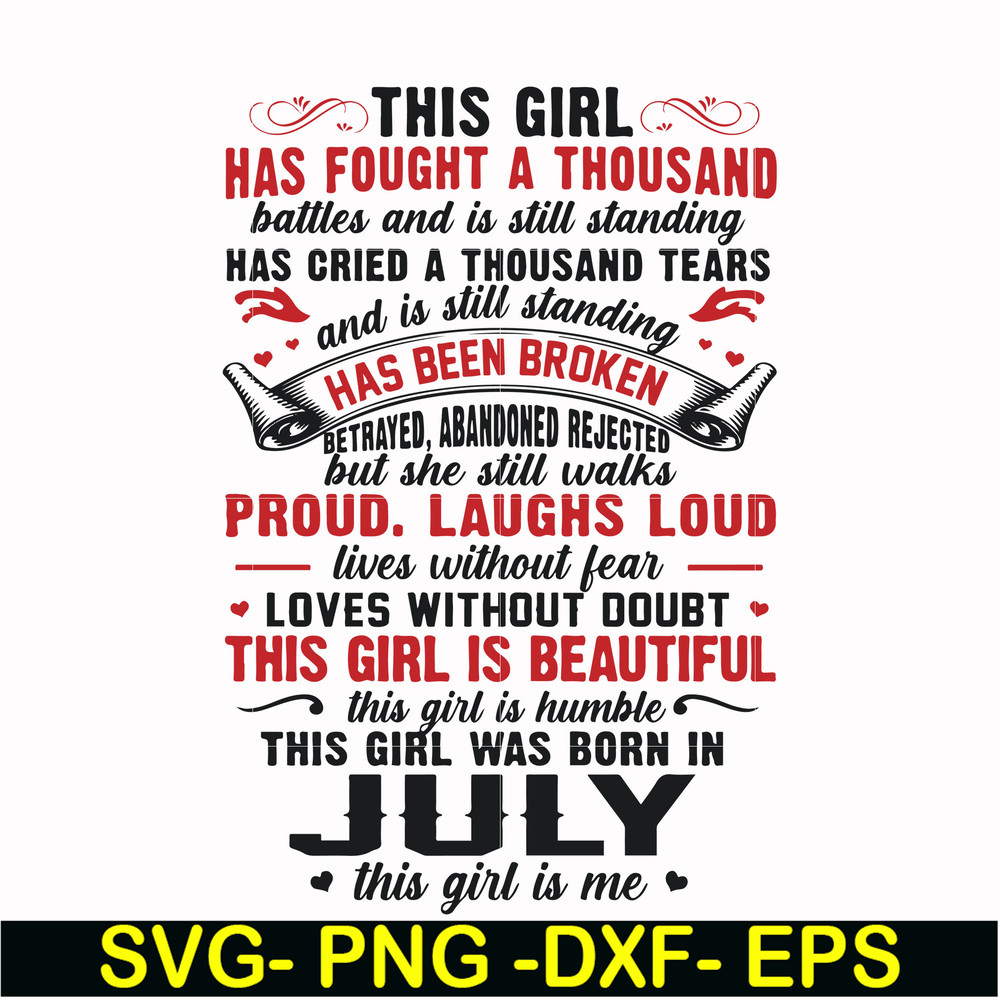 FN0001023-This girl has fought a thousand battles and is still standing this girl was born in July this girl is me svg, png, dxf, eps file FN0001023.jpg