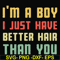 FN000395-I'm a boy I just have better hair than you svg, png, dxf, eps file FN000395.jpg