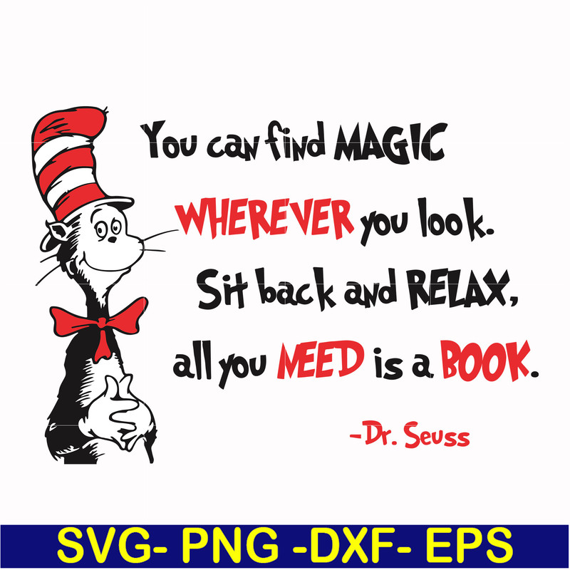 DR00050-You can find magic wherever you look sit back and relax all you need is a book svg, png, dxf, eps file DR00050.jpg