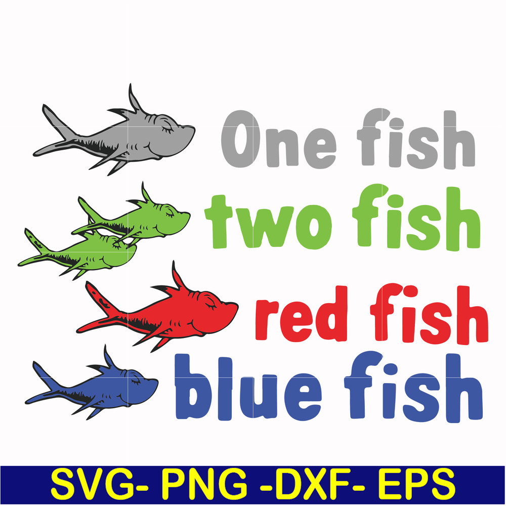 DR00078-One fish two fish red fish blue fish svg, png, dxf, eps file DR00078.jpg