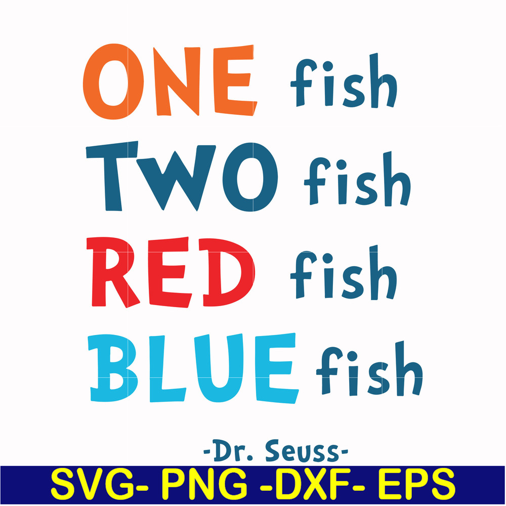 DR00089-One fish two fish red fish blue fish svg, png, dxf, eps file DR00089.jpg