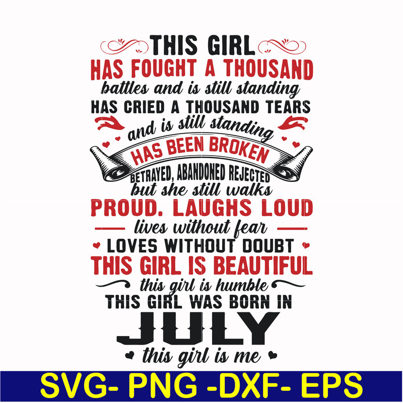 FN0001023-This girl has fought a thousand battles and is still standing this girl was born in July this girl is me svg, png, dxf, eps file FN0001023.jpg
