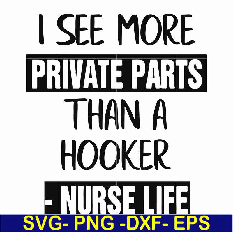 FN000386-I see more private parts than a hooker nurse life svg, png, dxf, eps file FN000386.jpg