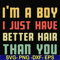 FN000395-I'm a boy I just have better hair than you svg, png, dxf, eps file FN000395.jpg