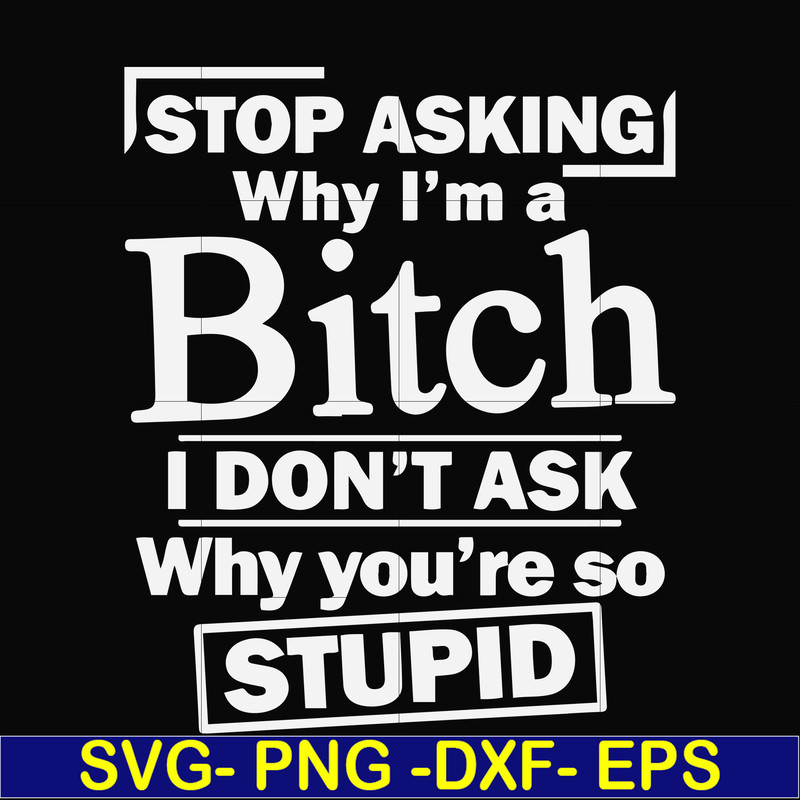 FN000463-Stop asking why I'm a bitch I don't ask why you're so stupid svg, png, dxf, eps file FN000463.jpg