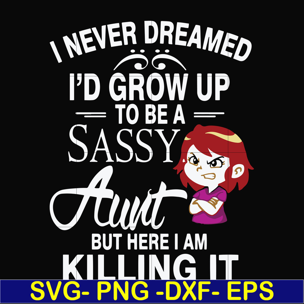 FN000695-I never dreamed I'd grow up to be a sassy aunt but here I am killing it svg, png, dxf, eps file FN000695.jpg