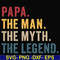 FTD129-Papa the man, the myth, the legend svg, png, dxf, eps, digital file FTD129.jpg