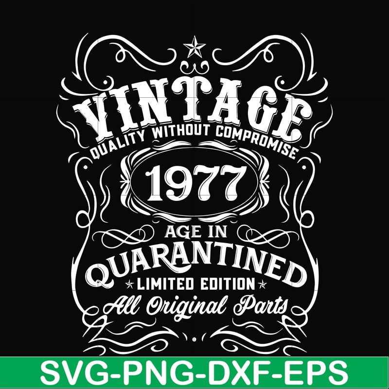 NBD0104-Vintage 1977 age in quarantined limited edition svg, limited edition svg, 1977 birthday svg, png, dxf, eps digital file NBD0104.jpg