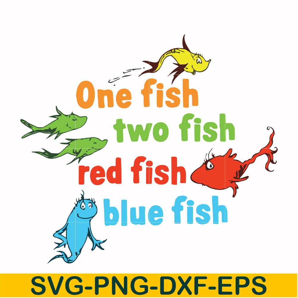 DR0002-One fish two fish red fish blue fish svg, png, dxf, eps file DR0002.jpg
