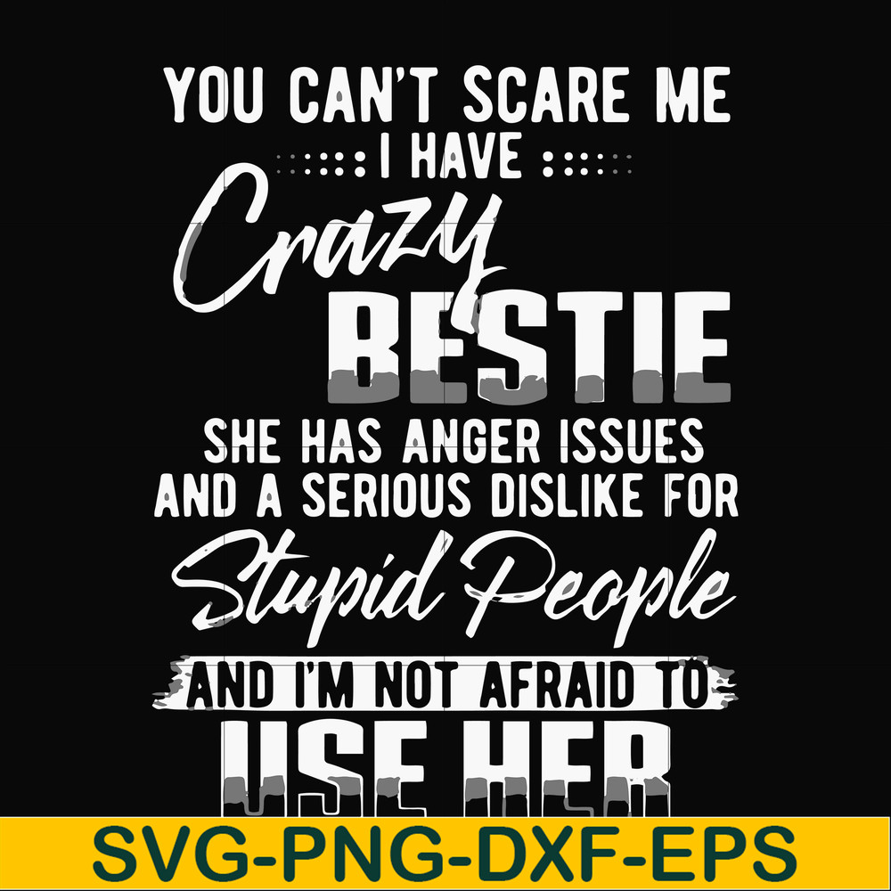 FN000331-You can't scare me I have crazy bestie she has anger issues and a serious dislike for stupid people and I'm not afraid to use her svg, png, dxf, eps fi