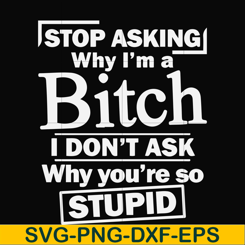 FN000463-Stop asking why I'm a bitch I don't ask why you're so stupid svg, png, dxf, eps file FN000463.jpg