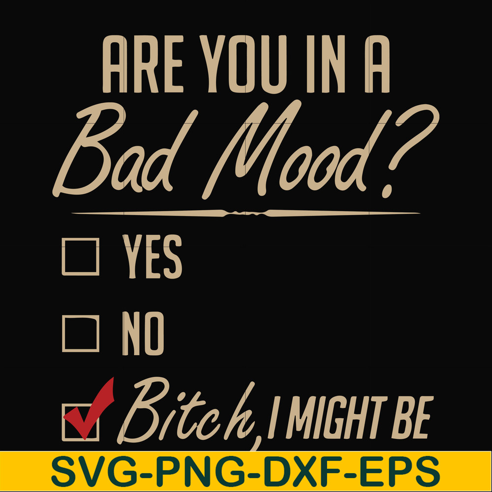 FN000468-Are you in a bad mood yes no Bitch I might be svg, png, dxf, eps file FN000468.jpg
