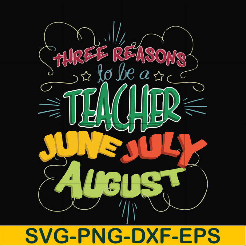 FN000734-Three reasons to be a teacher June July August svg, png, dxf, eps file FN000734.jpg