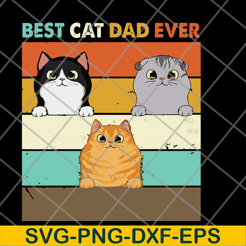 FTD10062110-Fluffy Cat Best Cat Dad Retro svg, png, dxf, eps digital file FTD10062110.jpg