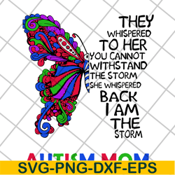 butterfly they whispered svg, autism mom svg, mother's day svg, eps, png, dxf digital file mtd15042114