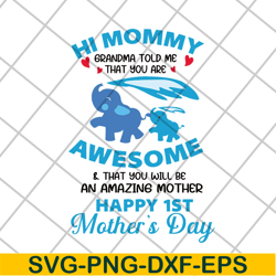 hi mommy grandma told me that you are awesome svg, mother's day svg, eps, png, dxf digital file mtd27042105