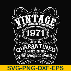 vintage 1971 age in quarantined limited edition svg, limited edition svg, 1971 birthday svg, png, dxf, eps digital file