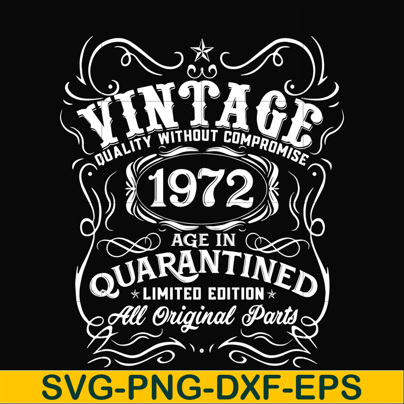 NBD0099-Vintage 1972 age in quarantined limited edition svg, limited edition svg,1972 birthday svg, png, dxf, eps digital file NBD0099.jpg