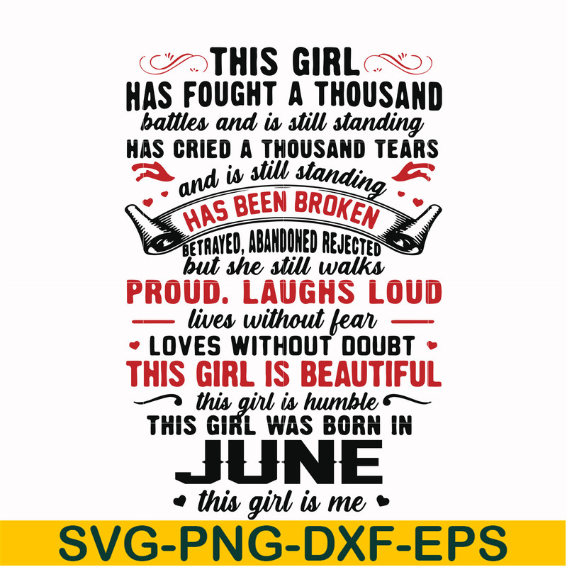 NBD0101-This girl has fought a thousand battles and is still standing svg, This girl was born in June svg, birthday svg, png, dxf, eps digital file NBD0101.jpg