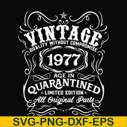 vintage 1977 age in quarantined limited edition svg, limited edition svg, 1977 birthday svg, png, dxf, eps digital file