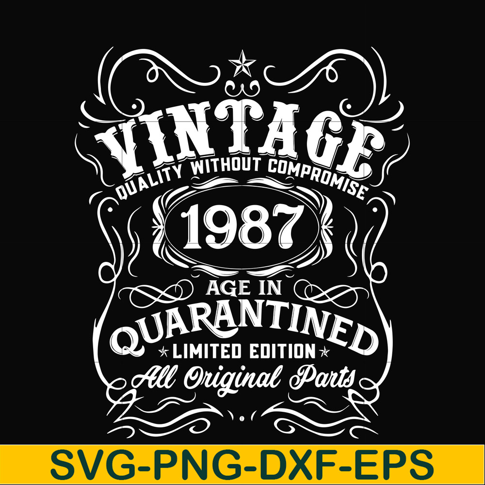 NBD0114-Vintage 1987 age in quarantined limited edition svg, limited edition svg, 1987 birthday svg, png, dxf, eps digital file NBD0114.jpg