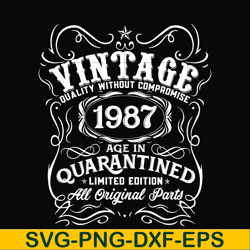 vintage 1987 age in quarantined limited edition svg, limited edition svg, 1987 birthday svg, png, dxf, eps digital file
