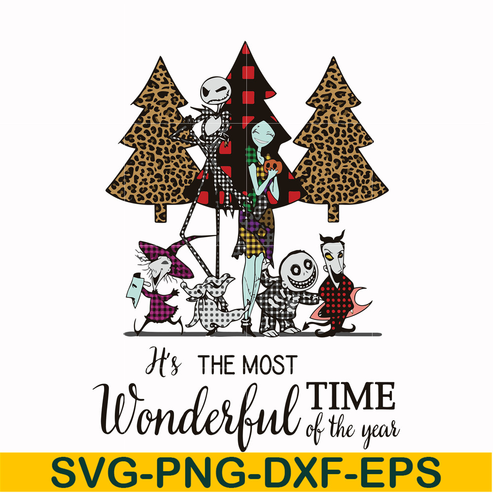 NCRM1607201-Its the most wonderful time of the year svg, Skellington And Sally svg, png, dxf, eps digital file NCRM1607201.jpg