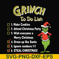 grinch to do list svg, christmas svg, png, dxf, eps digital file ncrm16072010