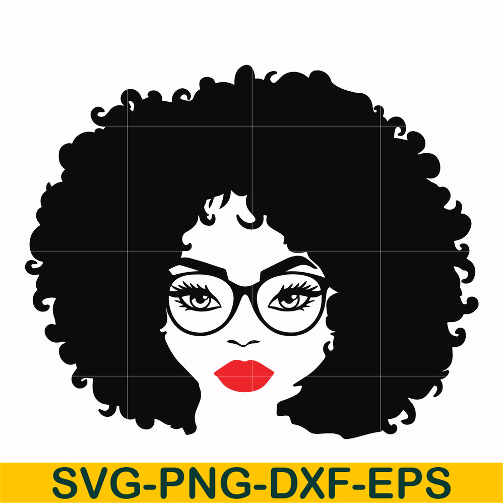 OTH0001-Afro puff svg, woman with glasses svg, png, dxf, eps file OTH0001.jpg