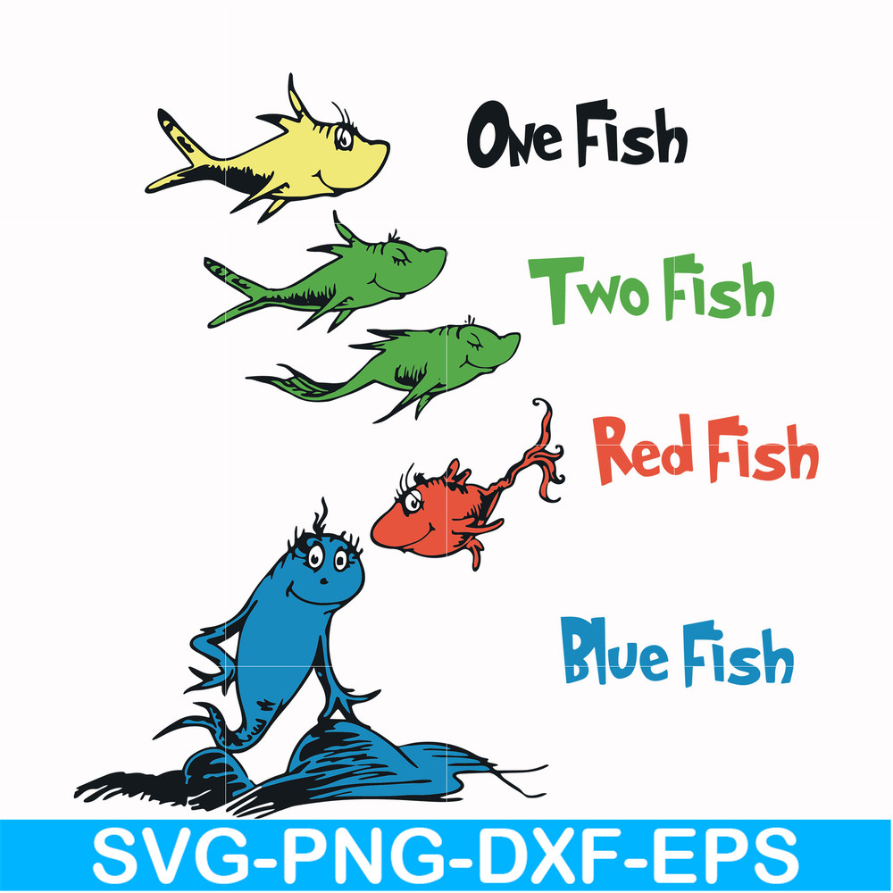 DR000105-One fish two fish red fish blue fish svg, png, dxf, eps file DR000105.jpg