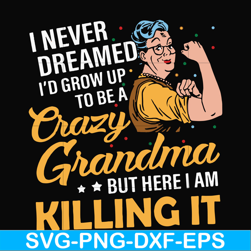 FN00085-I never dreamed I'd grow up to be a crazy grandma but here I am killing it svg, png, dxf, eps file FN00085.jpg