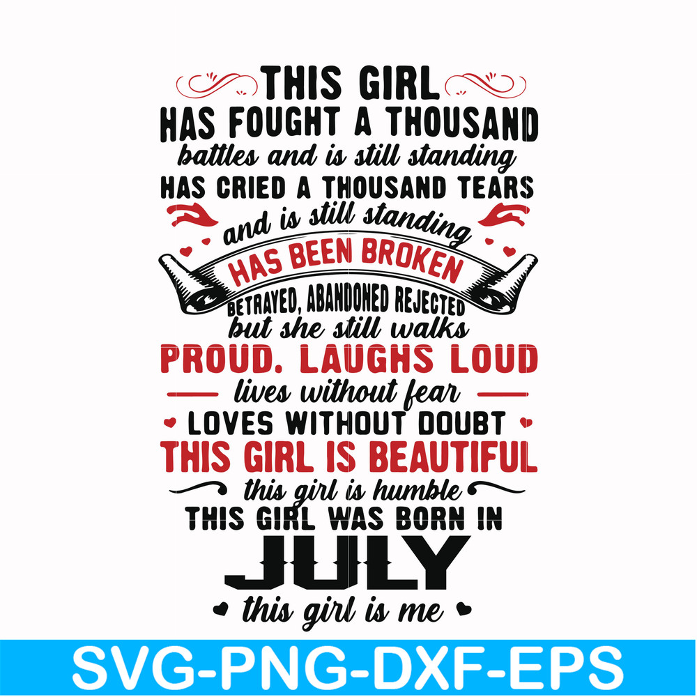 NBD0102-This girl has fought a thousand battles and is still standing svg, This girl was born in July svg, birthday svg, png, dxf, eps digital file NBD0102.jpg
