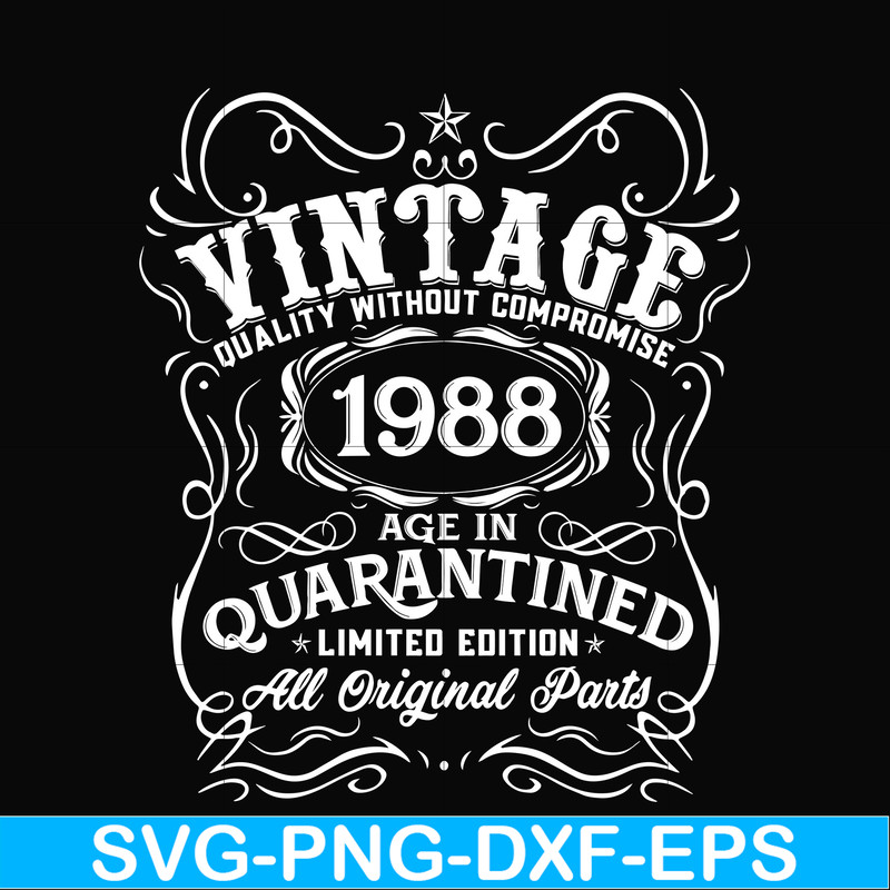 NBD0115-Vintage 1988 age in quarantined limited edition svg, limited edition svg, 1988 birthday svg, png, dxf, eps digital file NBD0115.jpg