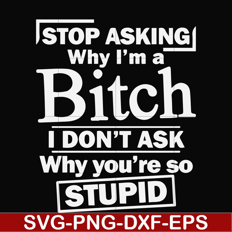 FN000463-Stop asking why I'm a bitch I don't ask why you're so stupid svg, png, dxf, eps file FN000463.jpg