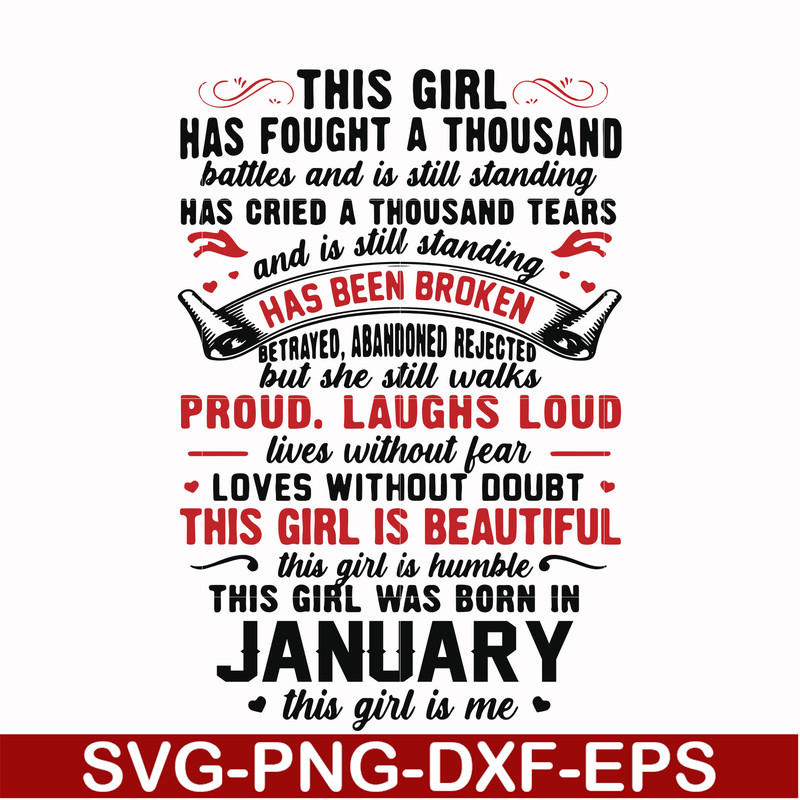 NBD0097-This girl has fought a thousand battles and is still standing svg, this girl was born in january svg, birthday svg, png, dxf, eps digital file NBD0097.j
