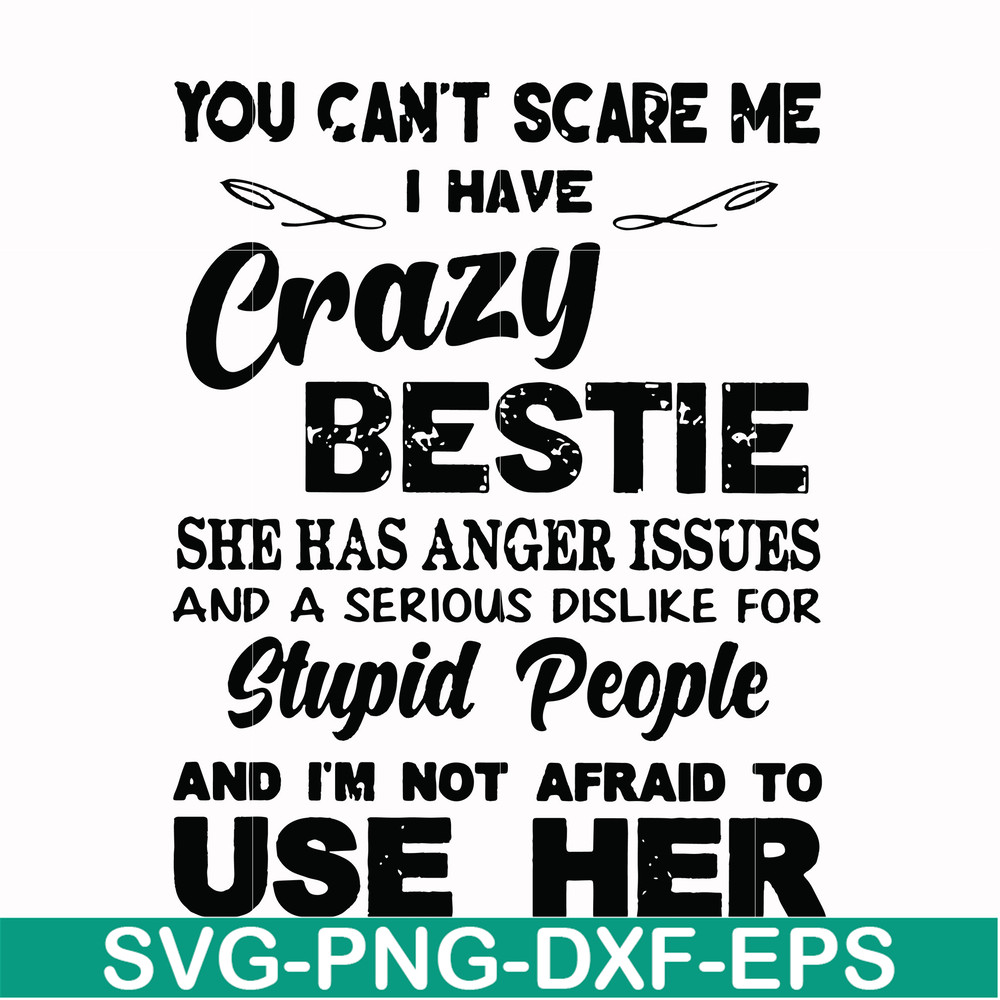FN000330-You can't scare me I have crazy bestie she has anger issues and a serious dislike for stupid people and I'm not afraid to use her svg, png, dxf, eps fi