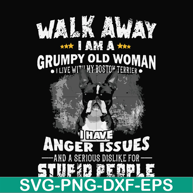 FN000339-Walk away I am a grumpy old woman I have anger issues and a serious dislike for stupid people svg, png, dxf, eps file FN000339.jpg
