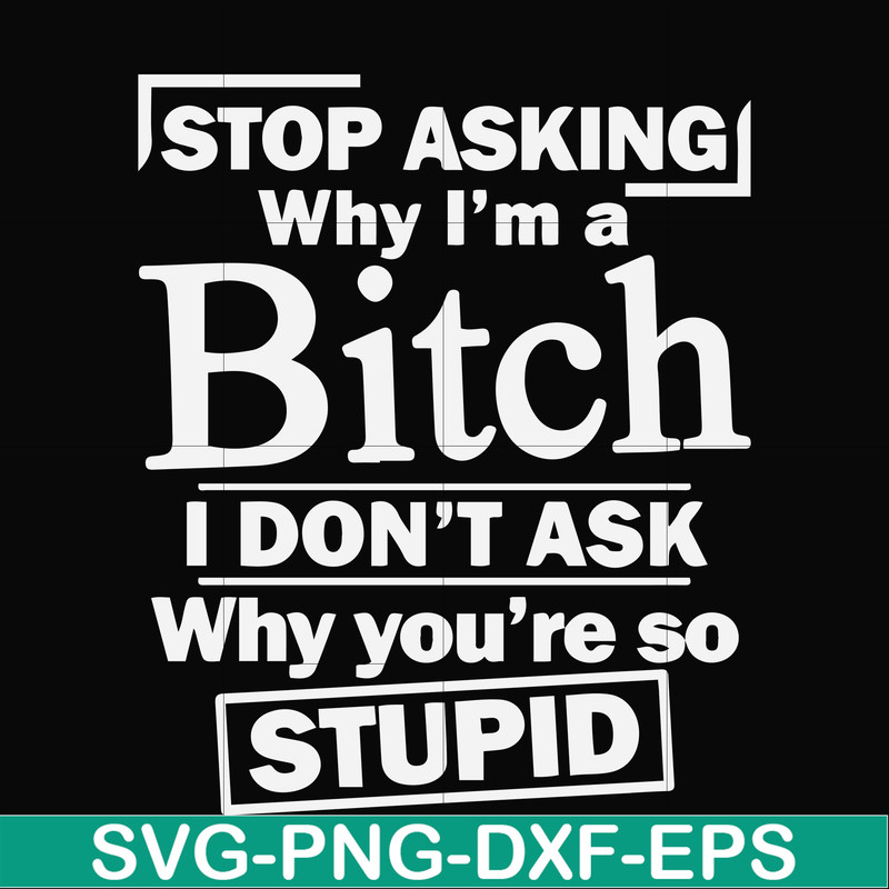 FN000463-Stop asking why I'm a bitch I don't ask why you're so stupid svg, png, dxf, eps file FN000463.jpg