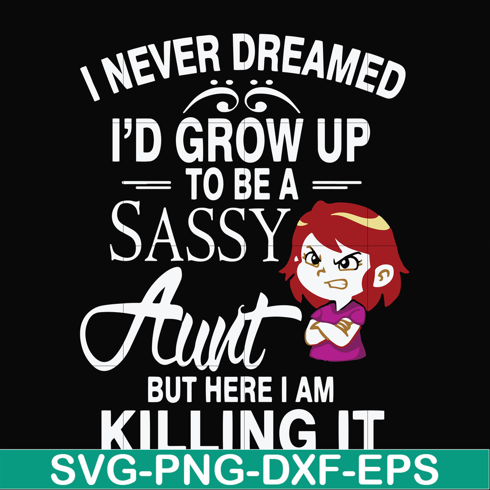 FN000695-I never dreamed I'd grow up to be a sassy aunt but here I am killing it svg, png, dxf, eps file FN000695.jpg