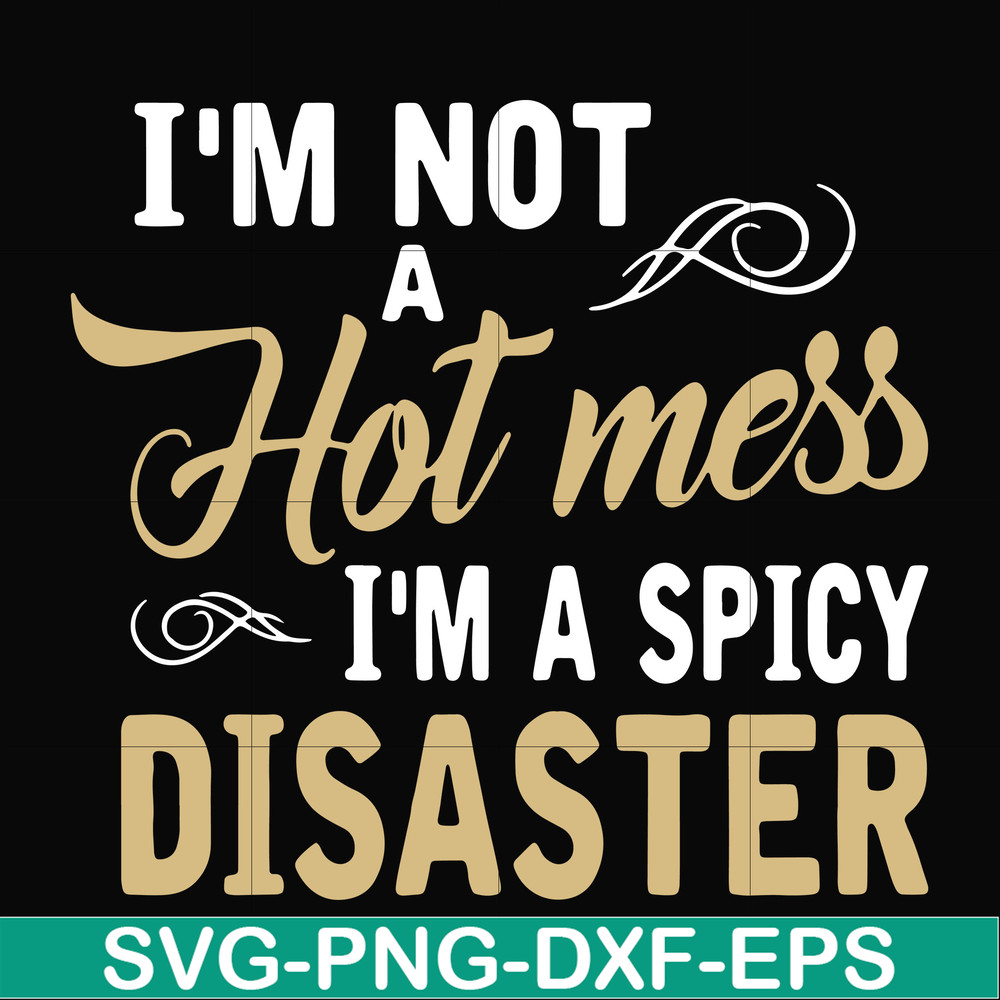 FN00080-I'm not a hot mess I'm a spicy disaster svg, png, dxf, eps file FN00080.jpg