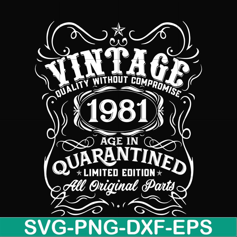 NBD0108-Vintage 1981 age in quarantined limited edition svg, limited edition svg, 1981 birthday svg, png, dxf, eps digital file NBD0108.jpg