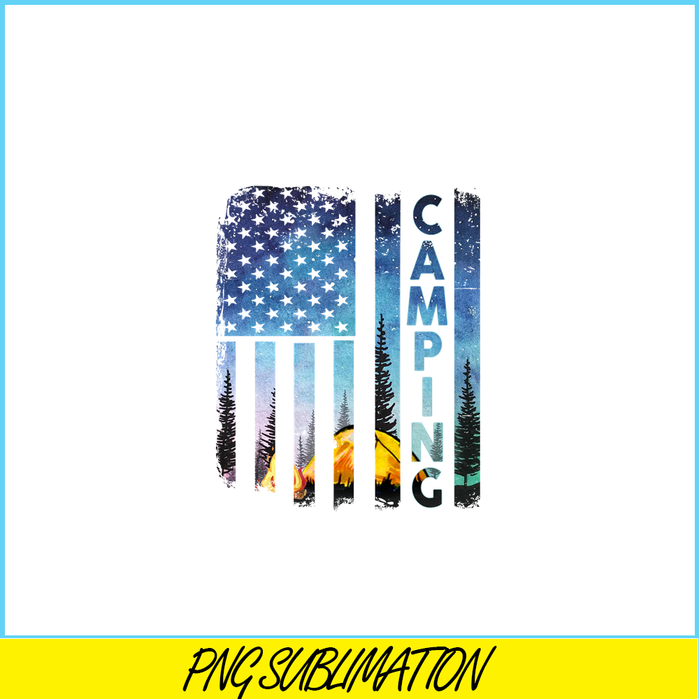 CAMP07112384-Us Flag PNG Camping PNG Design An American Flag With A Camping Scene PNG.png