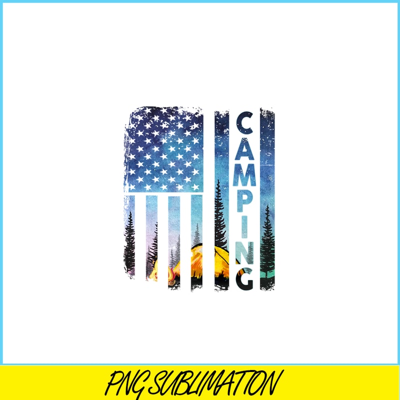 CAMP07112384-Us Flag PNG Camping PNG Design An American Flag With A Camping Scene PNG.png