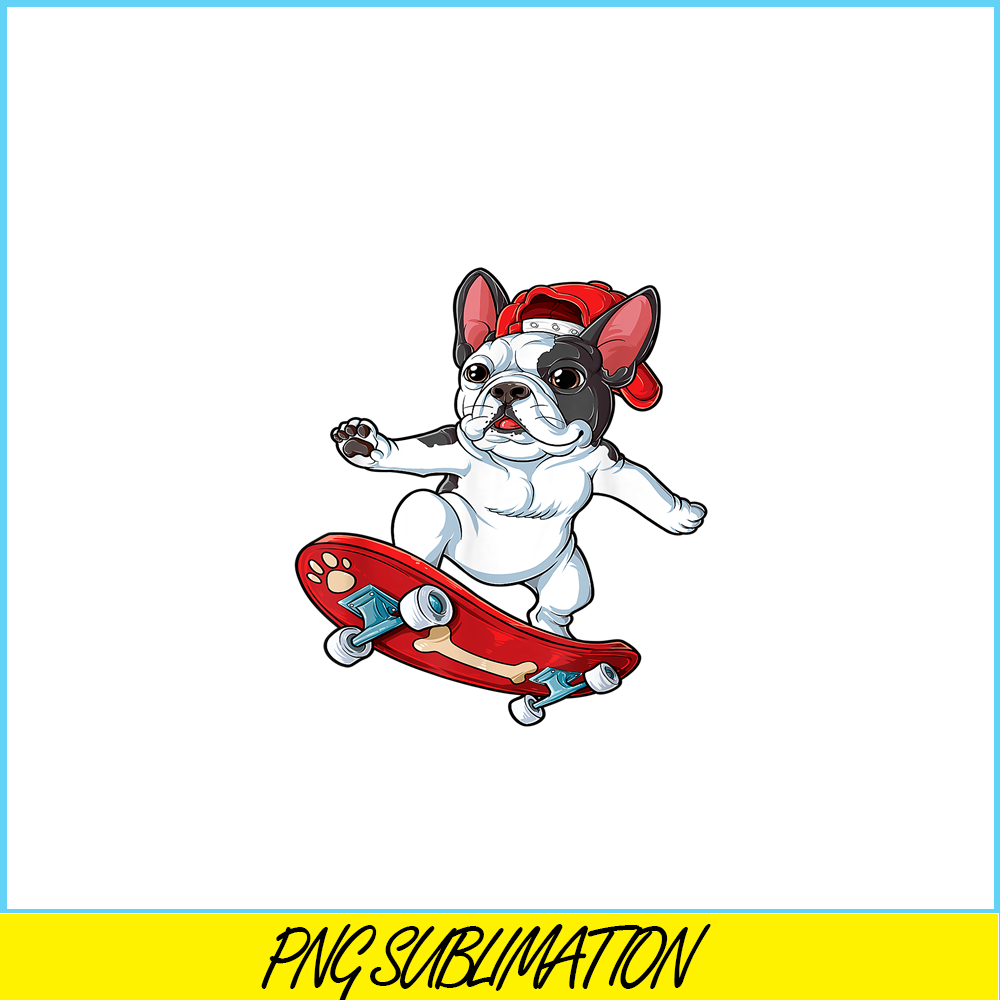 HL16102389-French Bulldog Skateboard PNG, Frenchie Dog Lover PNG, French Dog Artwork PNG.png